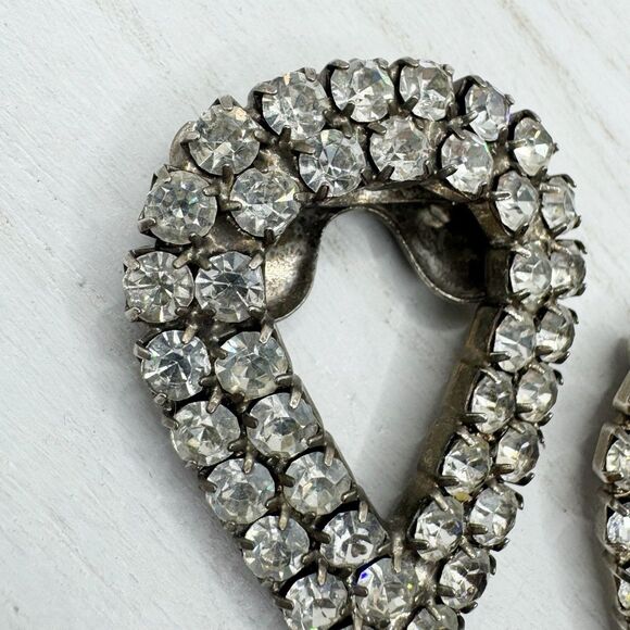 Vintage Sparkling Rhinestone Shoe Clips Large Teardrop Shape - Picture 4 of 11